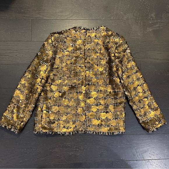 Zara Gold Tan Sequinned Embroidered Tweed Blazer Jacket 7853/661 xsmall - Picture 5 of 5
